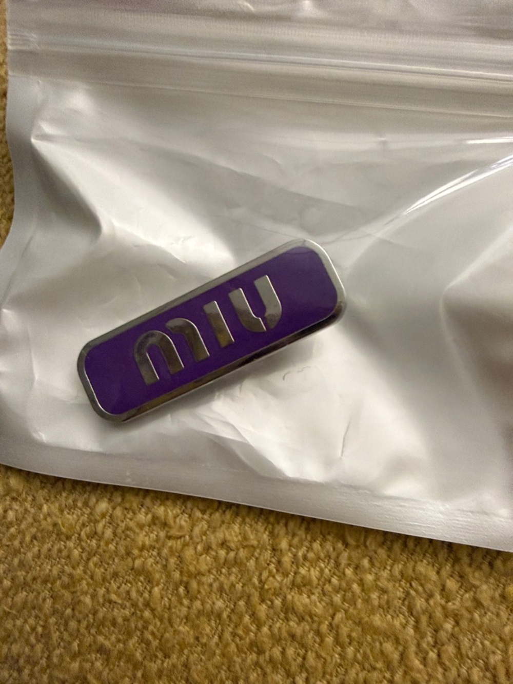 Purple Mui miu hair clip